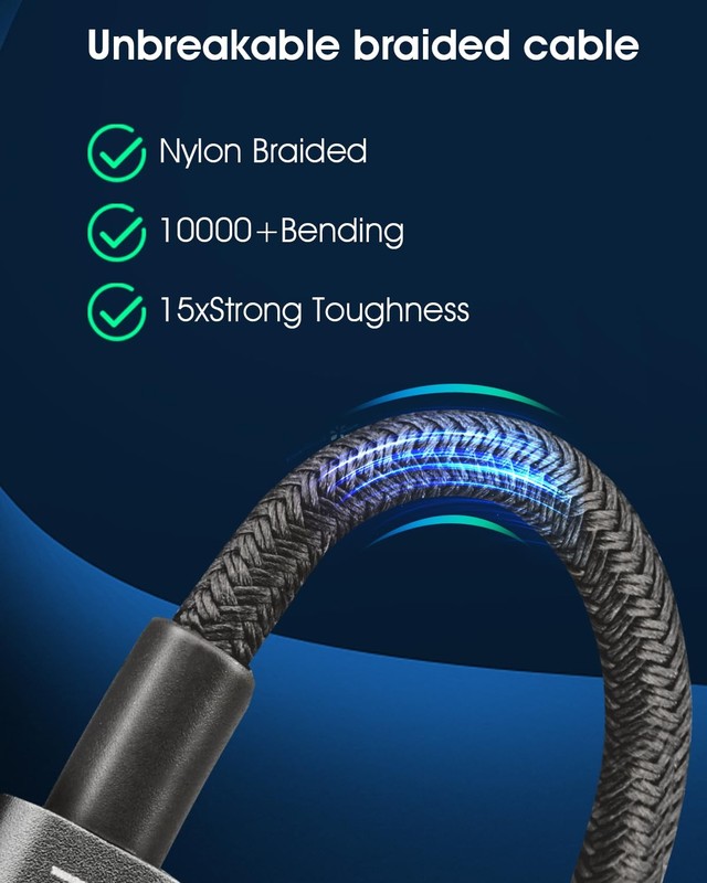 Kobilar USB C to C Cable,60W 3A Fast Charging 3pack-3.3+5+6.6ft, Black gallery