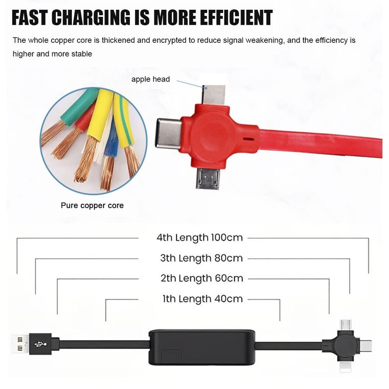Retractable 3 in 1 Fast Charging Cable Charger Cord for iPhone USB Micro Type C gallery