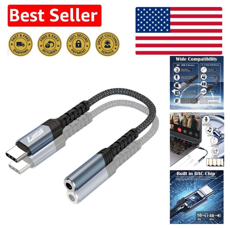Durable USB C to Aux Audio Adapter - Noise Isolation for Clear Sound Experience