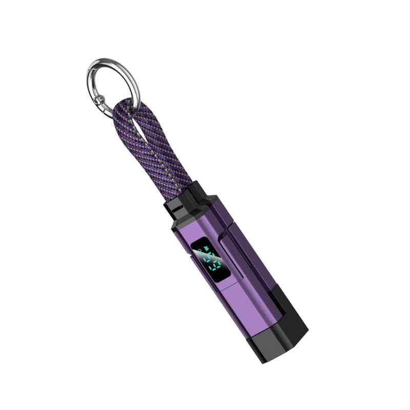 Compact Keychain Data Cable Digital Display Zinc Alloy Shell Type c Cord