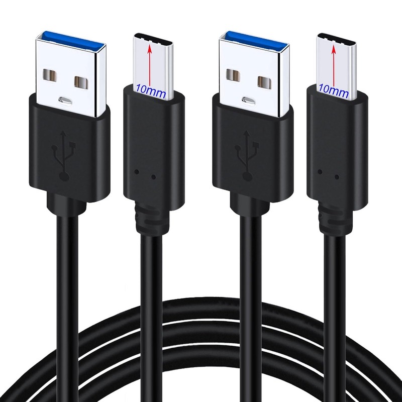 Extended 10mm USB Type C Charger Cable for IP68 IP69K Rugged Phones AGM | Bla...