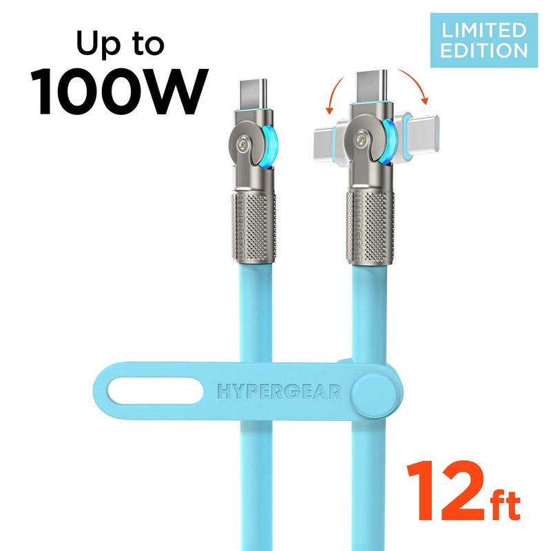 Hypergear 16345_7 12ft USB-C Fast Charge Sync Rugged Cable Sky Blue