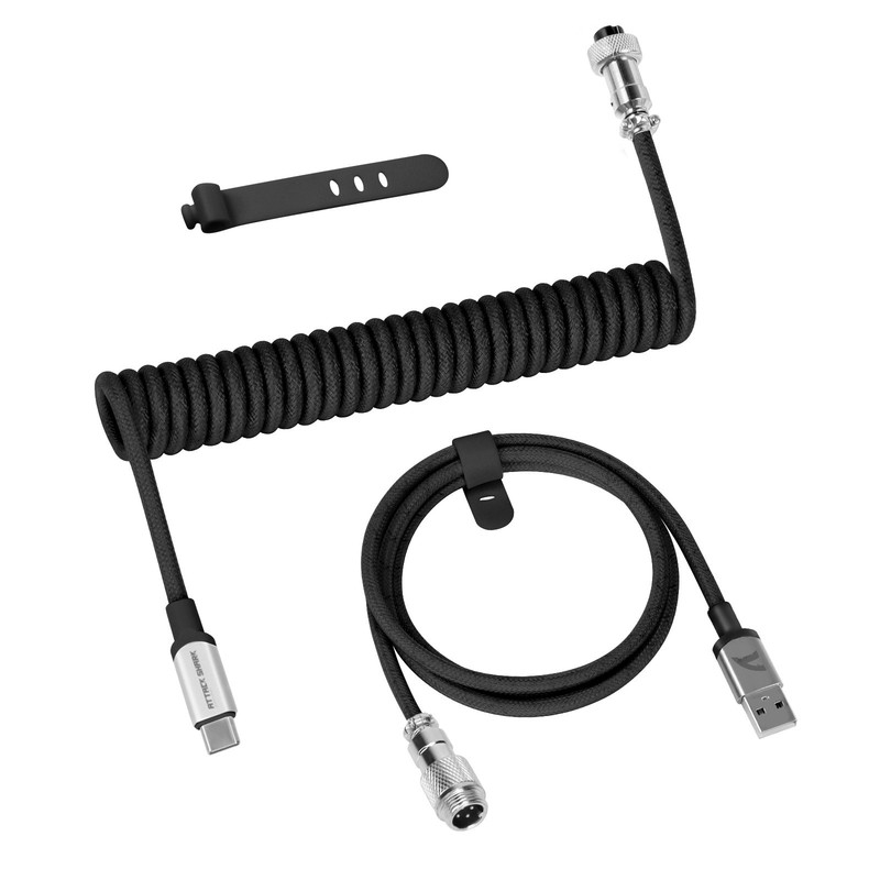 ATTACK SHARK C01PRO Custom Coiled USB-C Cable for Keyboard, Detachable,1.7M-2.2M
