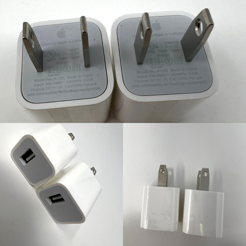 📱🍎 Lot of 2 OEM Apple 5W USB Power Cube Wall Chargers | A1385 | USB 🔌