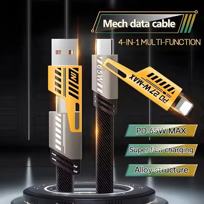 1M 4in1 PD65W Multi-Function Type-C Fast Charge Cable for iPhone Samsung Android gallery