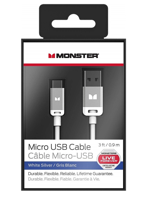 3x Monster High Quality Micro USB to USB cable charging & sync Android 3ft 90cm gallery