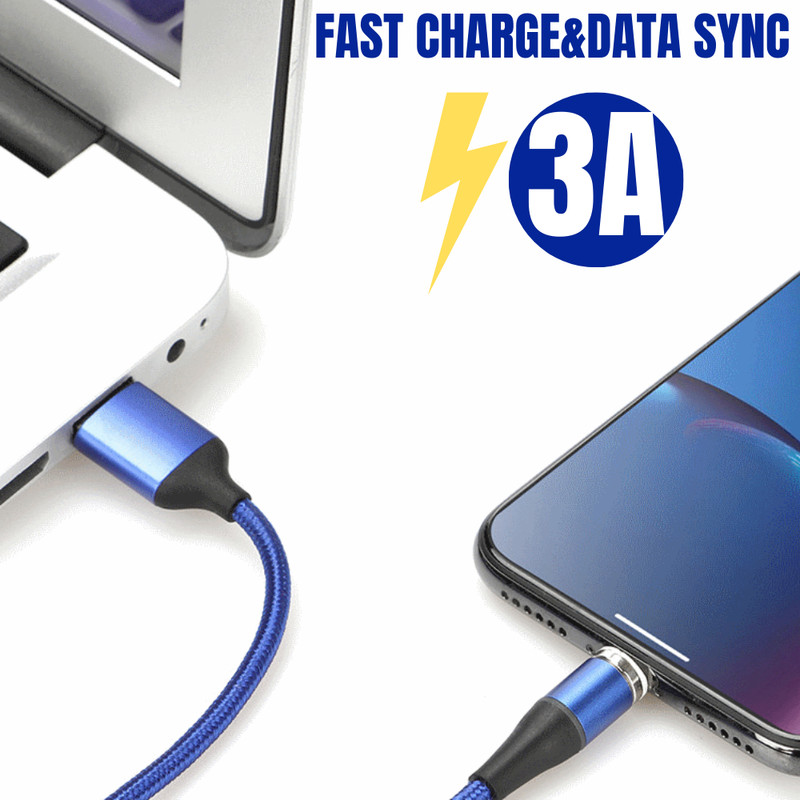 3Pack 3A Magnetic USB Cable 3Ft 6Ft Fast Charger For iPhone 14 13 12 11 8 6 Plus gallery