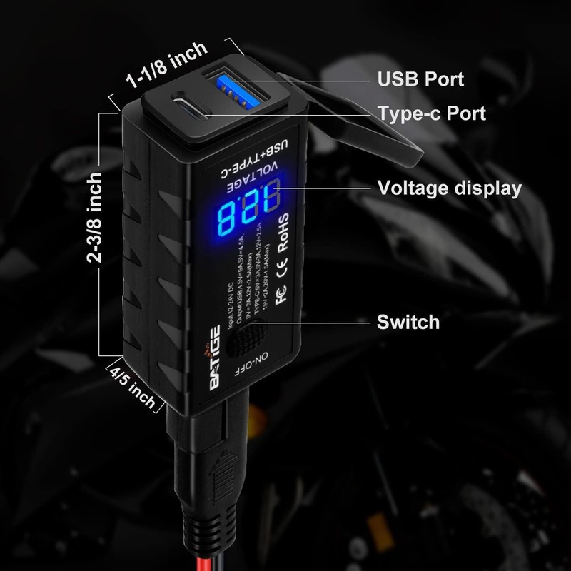 Motorcycle USB Charger SAE to USB Adapter Type C and Quick Charge USB 3.0 gallery