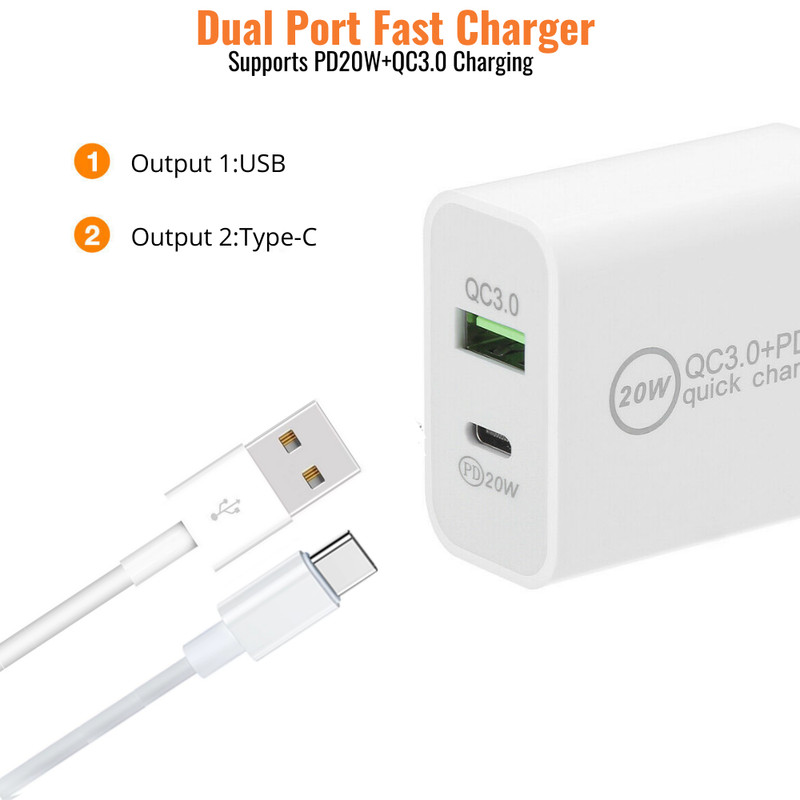 20W PD Fast Charge USB-C Type-C Power Adapter Block Charger For iPhone Android gallery