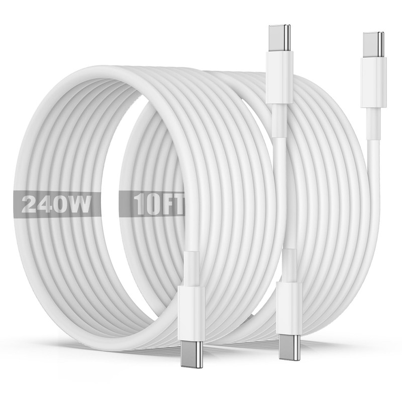 240W USB C to C Charging Cable 10ft,Type C to C Fast Charger Cord Long for Ap…