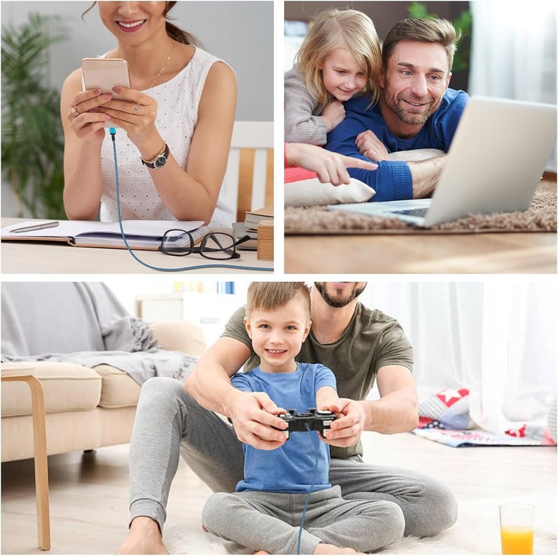 2Pack 6FT Android Samsung A15 Charger Cord USB C to Type A Blue Purple gallery