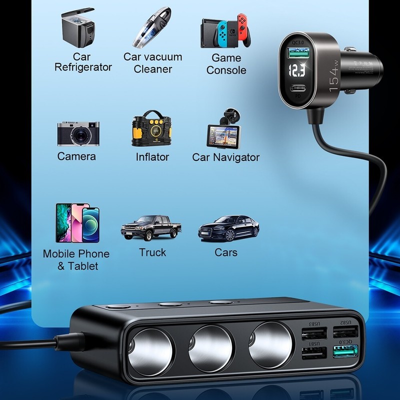 Joyroom JR-CL06 9 en 1 154W PD USB-C / TYPE-C + DUAL QC3.0 USB + 3 USB gallery