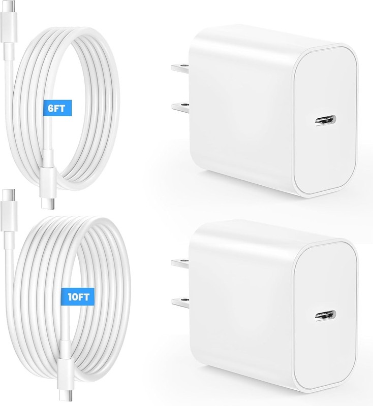 iPad Charger Fast Charging, 20W USB C Charger, 10FT & 6FT USB C to C Cable Type