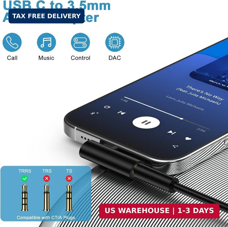 USB C to 3.5mm Headphone Jack Adapter for Samsung Galaxy A17 A16 A35 S26 Ultra S gallery