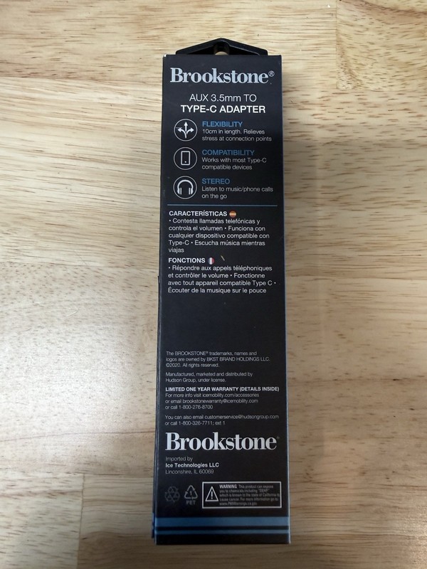 Brookstone USB-C to Aux 3.5mm Headphone Jack Adapter - New In Box gallery