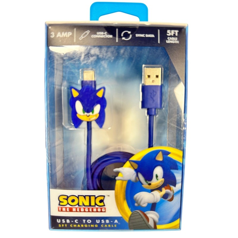 Sonic the Hedgehog USB-C to USB-A Charging Cable 5ft 3A SEGA NWT gallery