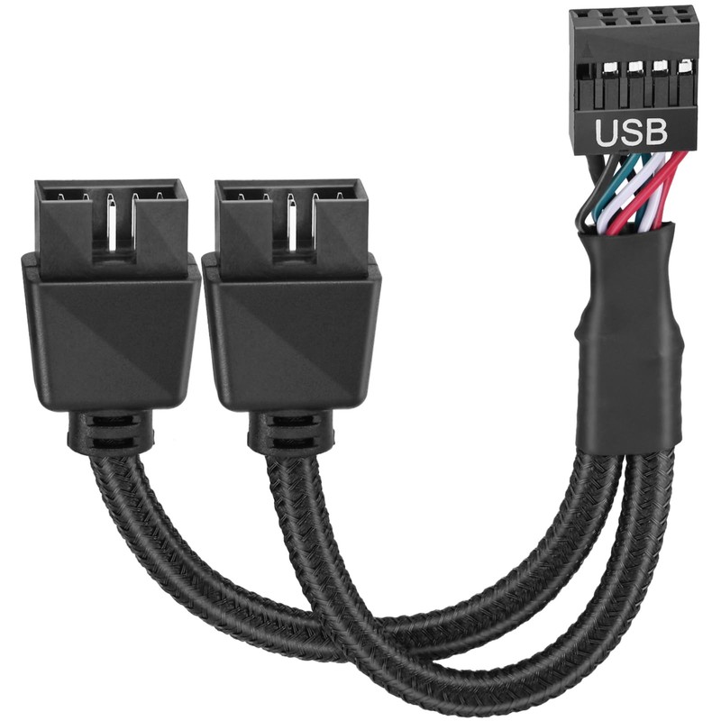Motherboard USB 2.0 to Dual 9 Pin Extension Cord, 9-Pin USB Header 1 Female t…