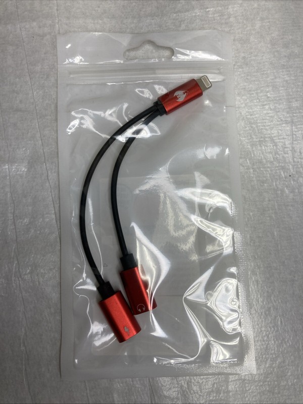 Dual Headphone Adapter for iPhone Splitter Audio and Charge Red