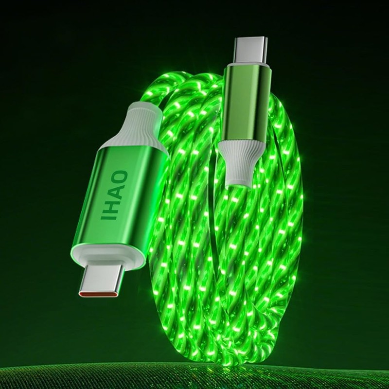 Starry Lighted Up USB Cable USBC to Type C Durable PD Fast Charging with Visi…