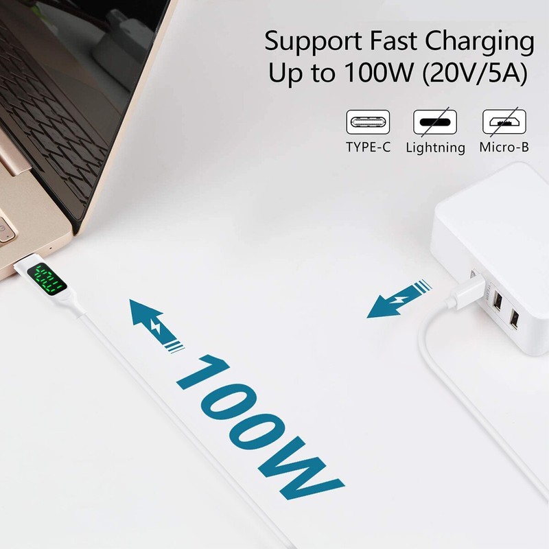 100W LED USB-C Cable Type-C Charger Data Cord For Samsung Galaxy S26 S25 S24 S23 gallery