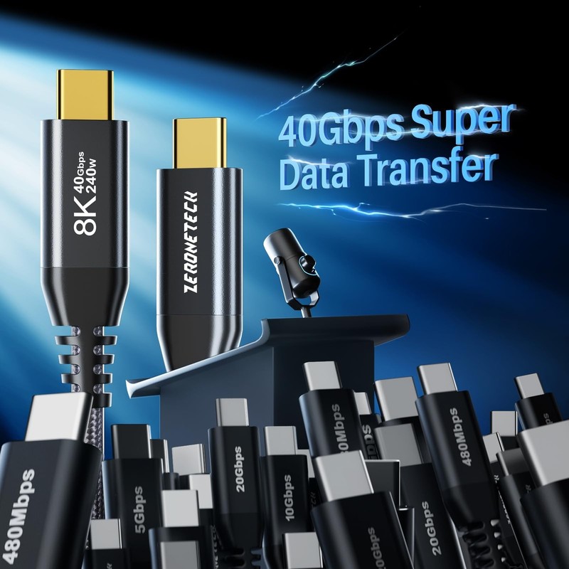 USB4 40Gbps for Thunderbolt 4 Cable 5FT 2-Pack, USB C Monitor Cable 8K60Hz/Du... gallery