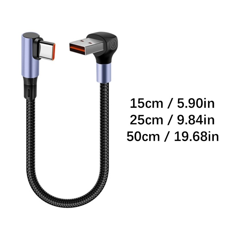 90 Degree Right Angle Fast Charging Cord USB to Type C 66W Power Delivery gallery