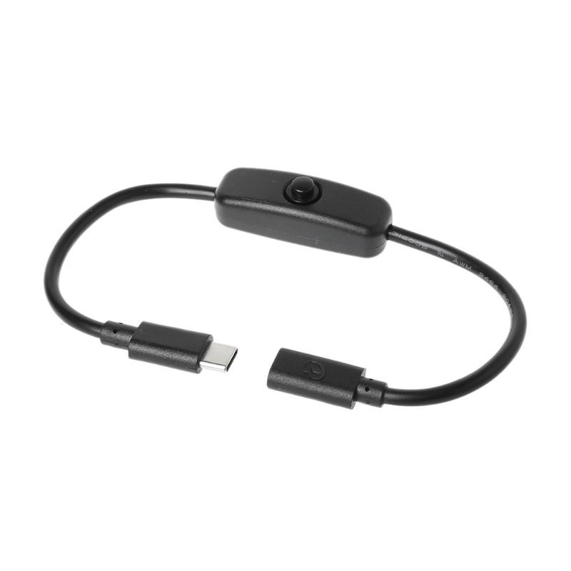 USB Type C with ON/OFF Switch Power Button 27cm Charging Extension Cable