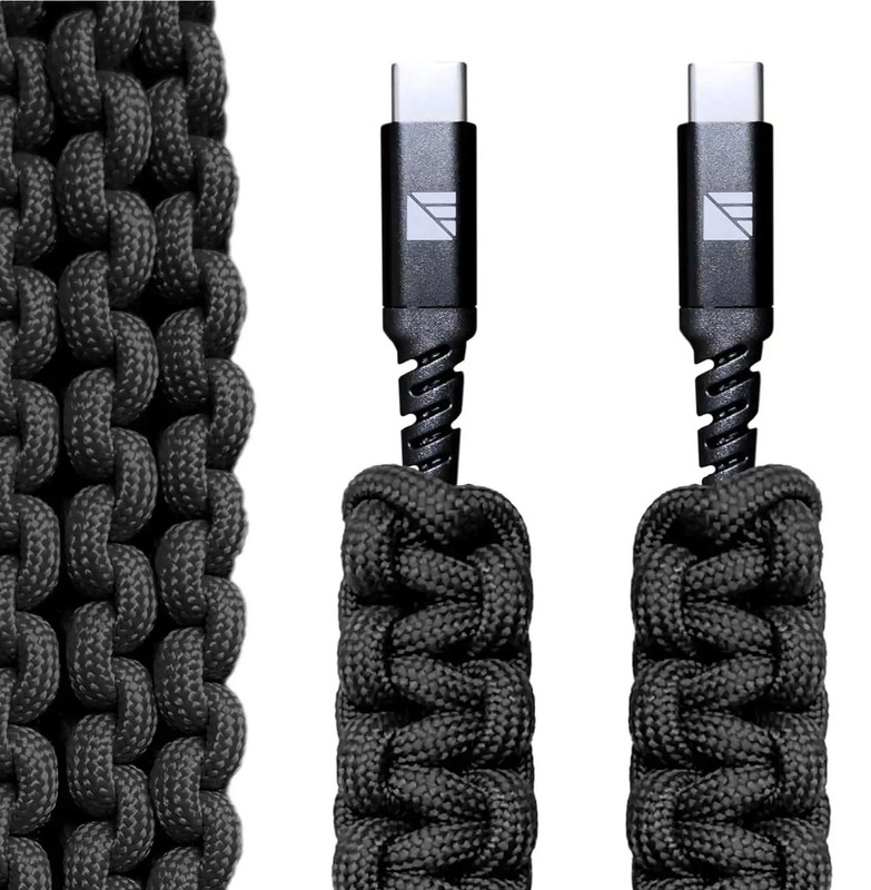 Dark Energy USB-C to USB-C Braided Cable 3ft Fast Charging Type C, Black – New