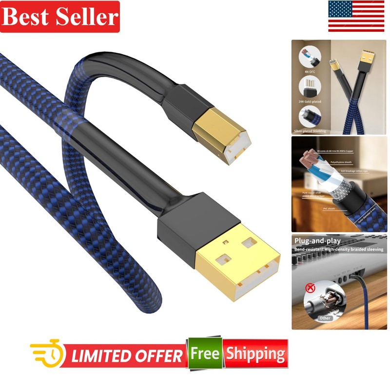 USB 2.0 A to B Cable 6.6FT Digital Audio for Amplifier, Speaker, Printer, Sca…