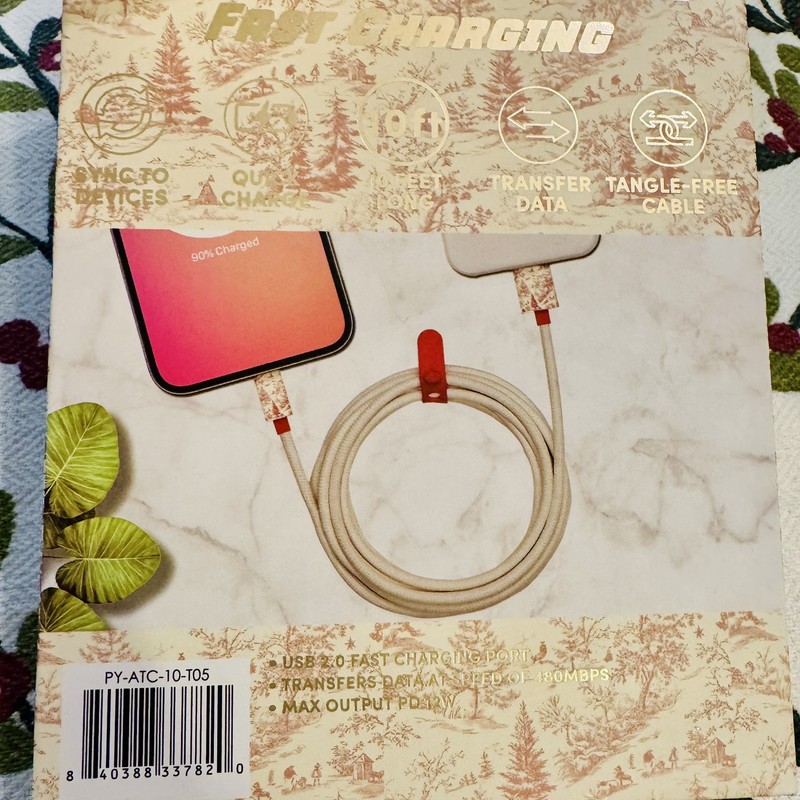 🌸NIB🌸poppy 🌺🌷 iPhone iPad iPod USB-A to USB-C Cable 10 Feet Long - Toile gallery