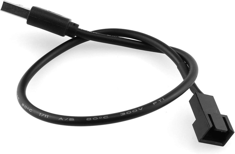 USB to 3Pin Cable 2PCS 30Cm/12Inch USB to 3-Pin PWM 5V USB Sleeved Fan Power Ada gallery