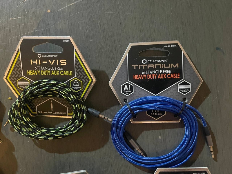 Lot 50 HI VIS 6FT Tangle Free Heavy Duty AUX Cable 3.5mm New PUGS Reseller OC2 gallery