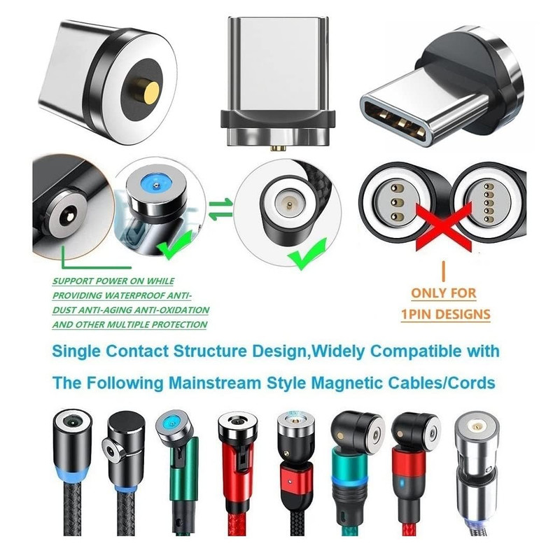 Magnetic Connector Tips Head for Type C Android Devices (10 Pack), USB C Magn…