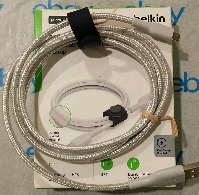 Belkin Boost Charge Micro USB To USB A Cable 5ft + Strap New Open Box gallery