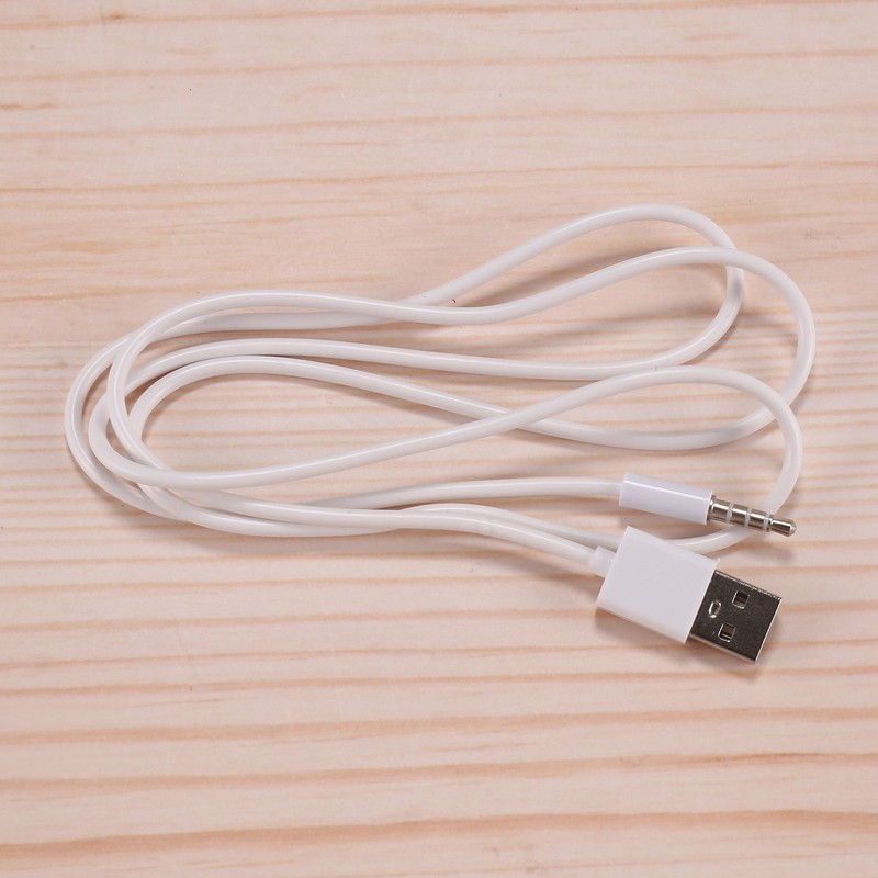 3.5mm Plug Audio AUX to USB 2.0 Plug Adapter Charging Cable 1M White P5U44072 gallery