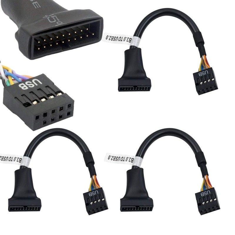 3 PCS USB 3.0 Header To 2.0 Motherboard Adapter 19Pin Male To 9Pin Female
