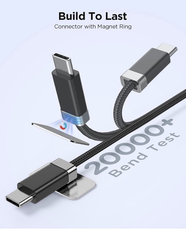 USB A to USB C Cable 3.3FT, Braided StayCable Built-in Magnetic Holder gallery