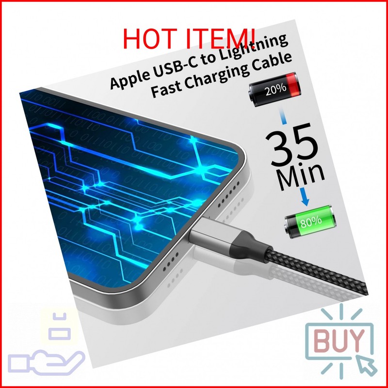 USB C to Lightning Cable 1ft, 2Pack Short iPhone Charger Cord MFi Certified Brai gallery