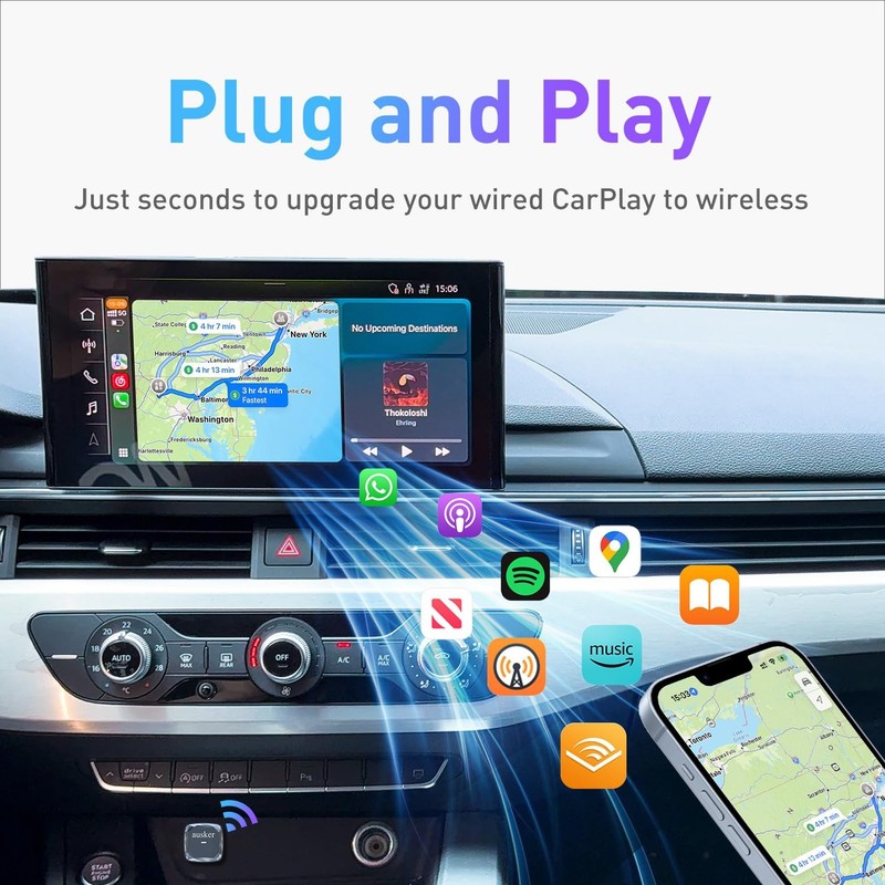 Wireless CarPlay Adapter for iPhone, Mini CarPlay Wireless Adapter with USB A... gallery