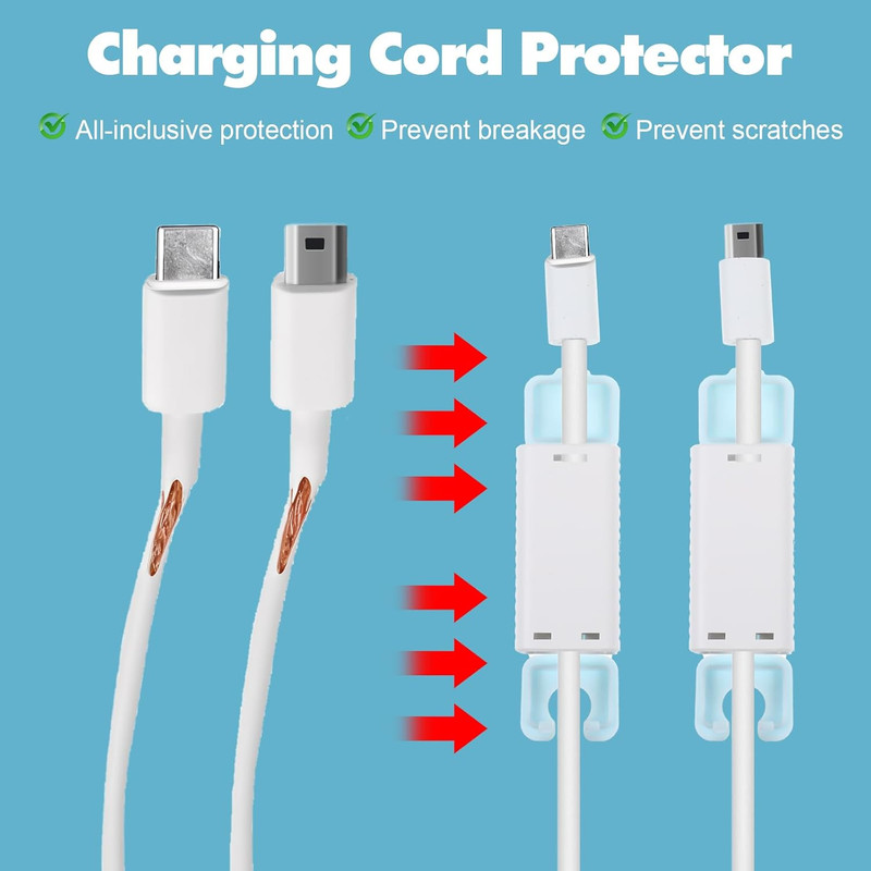 10-Pack Baby-Proof USB Charger Cord Protectors, Child Safety Cable Covers (Blue gallery