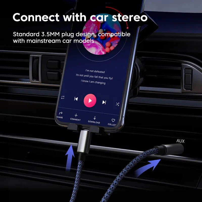 For Samsung A55 A35 A13 A14 3.5mm to Type-C 8Pin iOS Car AUX Audio Cord Cable gallery
