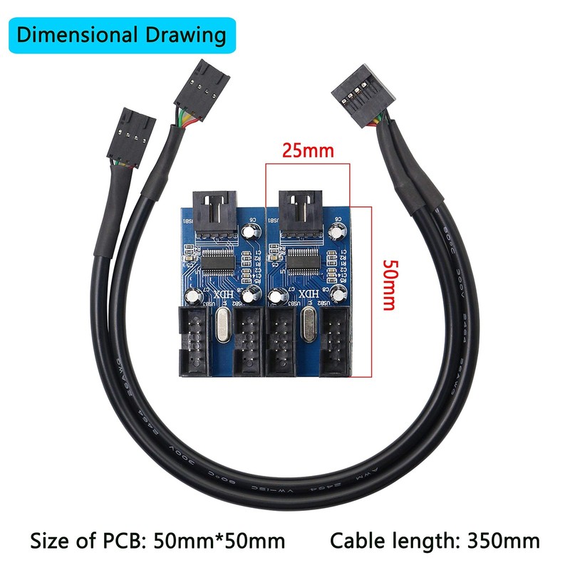 Motherboard USB 9 Pin Header Hub 1 to 2/4 Female USB 2.0 Splitter Extension C... gallery