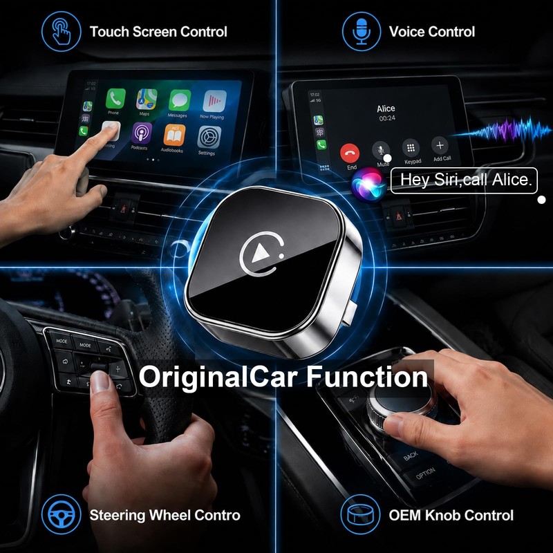 Wireless CarPlay & Android Auto Adapter for Cars, Converts Wired CarPlay to W... gallery