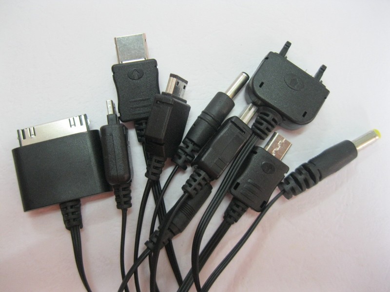 1 set USB Male to 10 DC Plug Charger Adapter Cable for Mobile Use Black Kit gallery
