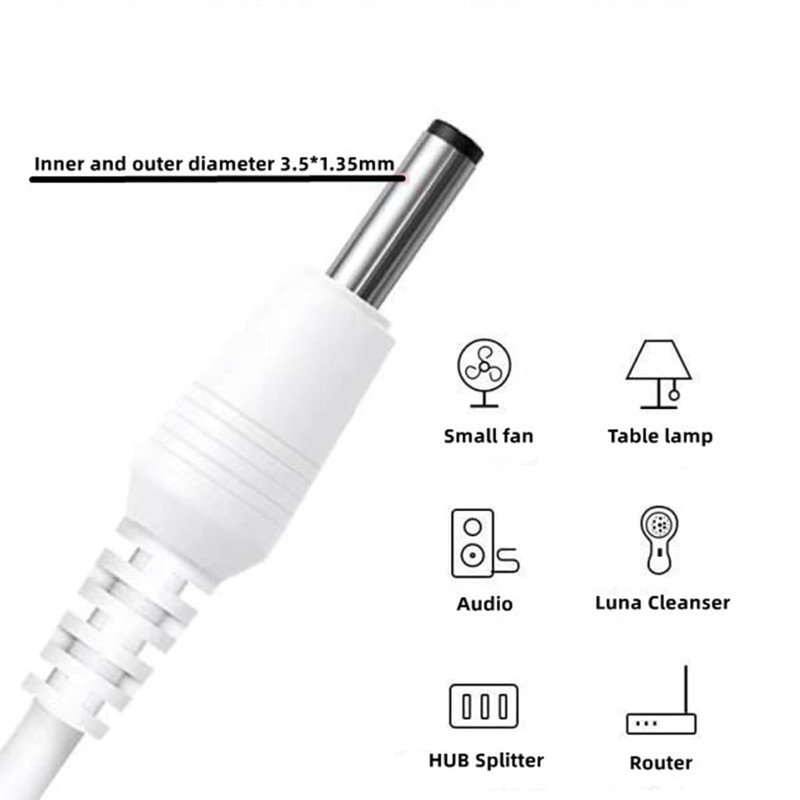 USB to DC 3.5mm Cable, 1m/3.3ft USB Type-A Male to DC 3.5mm x 1.35mm 5V 1A Plug gallery
