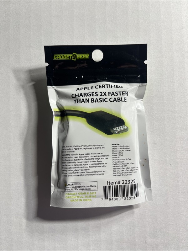 Gadget Gear Apple Certified High Speed Cable 2.4 Amps For Phones And Tablets gallery