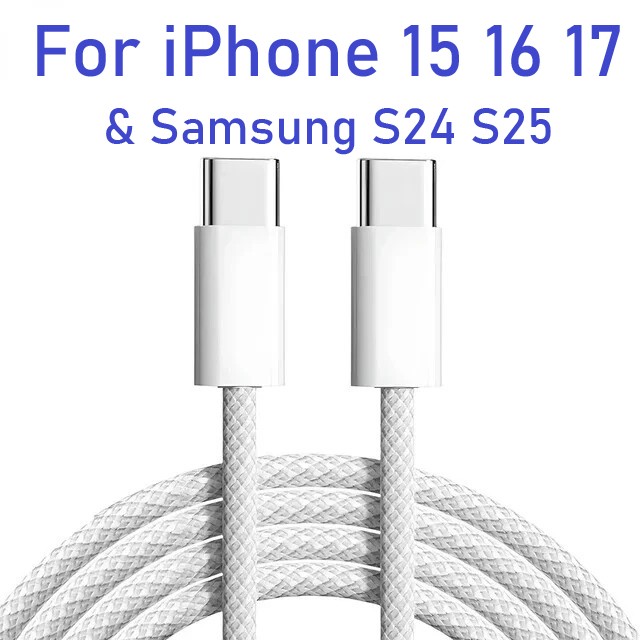 3FT 60W Cable Braided Type-C Charging Cable For iPhone 16/16 Plus/16 Pro Max gallery