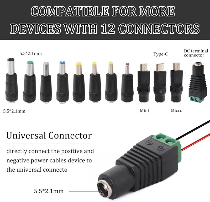 Universal USB to DC Charger Cable with 12 Changeable Tips - Perfect for Gadgets gallery