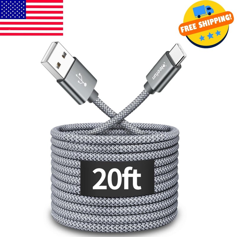 20Ft Extra Long USB Type C Cable A 2.0 To Nylon Braided Charger Cord Compatible