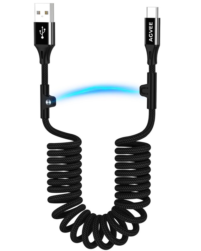 2 Pack 5ft Coiled USB-A to USB-C CarPlay & Android Auto Cable, Fast Charging Dat gallery